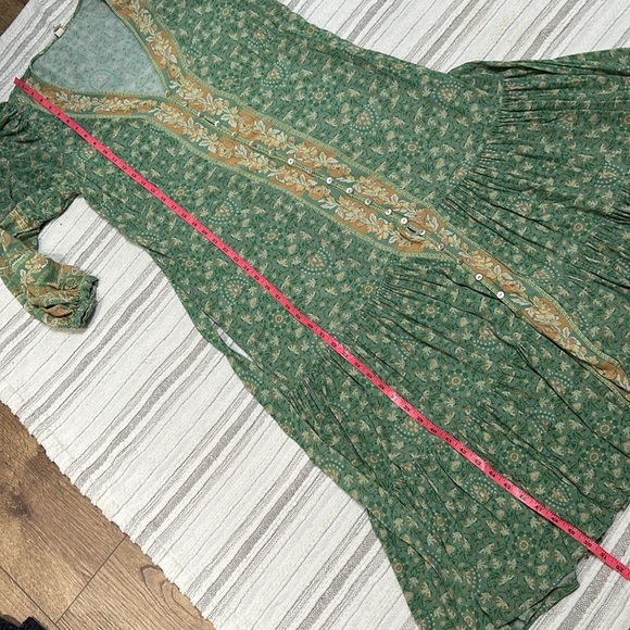 Spell Madame Peacock Button Through Gown Long Dress Emerald Color XL Patterned - Picture 9 of 12